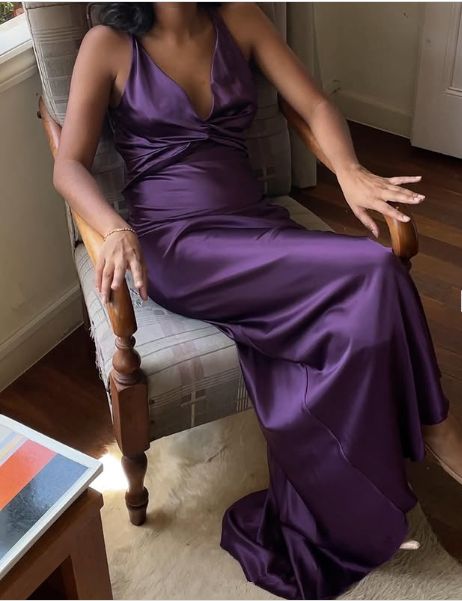 Ndyad Yellow ??A-Line Long Prom Dress for Party&Guest-V Neck Satin Beautiful Backless Formal Evening Dress HZ1024