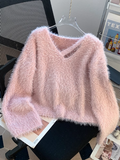 Ndyad V-neck base sweater, soft and glutinous imitation mink fleece sweater HZ1024