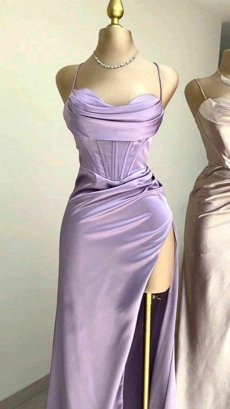 Ndyad Green Mermaid Satin Spaghetti Straps Long Prom Dress With Split HZ1024