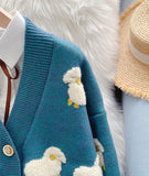 Ndyad Sheep Pattern Long Sleeve Cardigan Sweater HZ1024