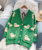 Ndyad Sheep Pattern Long Sleeve Cardigan Sweater HZ1024
