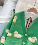 Ndyad Sheep Pattern Long Sleeve Cardigan Sweater HZ1024