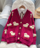 Ndyad Sheep Pattern Long Sleeve Cardigan Sweater HZ1024