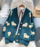 Ndyad Sheep Pattern Long Sleeve Cardigan Sweater HZ1024