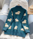 Ndyad Sheep Pattern Long Sleeve Cardigan Sweater HZ1024