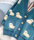 Ndyad Sheep Pattern Long Sleeve Cardigan Sweater HZ1024