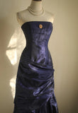 Ndyad Mermaid Strapless Taffeta Pleated Long Prom Dress Evening Gown HZ1024