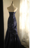 Ndyad Mermaid Strapless Taffeta Pleated Long Prom Dress Evening Gown HZ1024