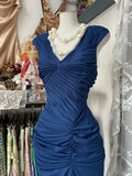 Ndyad Midnight Blue Mermaid Gown ??V Neck Pretty Prom Dress for Events&Party HZ1024