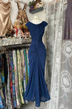 Ndyad Midnight Blue Mermaid Gown ??V Neck Pretty Prom Dress for Events&Party HZ1024