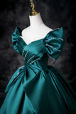 Ndyad A-Line Off the Shoulder Satin Long Prom Dress, Elegant Evening Dress HZ1024