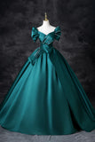 Ndyad A-Line Off the Shoulder Satin Long Prom Dress, Elegant Evening Dress HZ1024