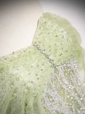 Ndyad A-Line Off the Shoulder Glittering Tulle Sequins Long Prom Dress Sweet 16 Dress HZ1024