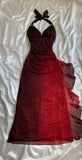 Ndyad ?Chiffon Halter Sheath Prom Dress for Party&Birthday Elegant Blue Evening Gowns HZ1024