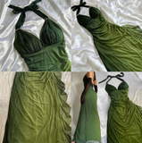 Ndyad ?Chiffon Halter Sheath Prom Dress for Party&Birthday Elegant Blue Evening Gowns HZ1024