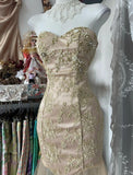 Ndyad Mermaid Strapless Sweetheart Tulle Beaded Applique Long Prom Dress HZ1024