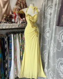 Ndyad Yellow Mermaid Formal Dresses Halter Sequin Diamond Long Prom Dress Birthday Party Outfit HZ1024