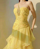 Ndyad A-Line One Shoulder Chiffon Long Prom Dress Sweet Layered Birthday Dress HZ1024