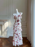 Ndyad ruffled halter dress with floral print HZ1024