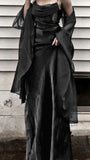 Ndyad Dark Green Prom Dress Spaghetti Strap Chiffon Evening Gown with Shawl HZ1024