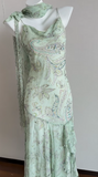 Ndyad Green Mermaid Formal Dresses Beaded Chiffon Open Back Long Prom Dresses Spaghetti Straps Guest Dresses HZ1024