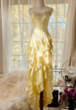 Ndyad ??Elegant Strapless Chiffon Applique Long Tiered Prom Dresses Backless Party Dresses HZ1024