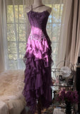 Ndyad ??Elegant Strapless Chiffon Applique Long Tiered Prom Dresses Backless Party Dresses HZ1024