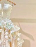 Ndyad Spaghetti Strap Satin Long Prom Dress, Beautiful Applique Wedding Dress HZ1024