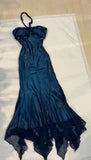 Ndyad Blue Chiffon Long Prom Dresses Elegant Beaded Party Dresses HZ1024