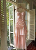 Ndyad Spaghetti Straps Blue Chiffon Satin Ruffles Long Prom Dresses Fairytale Evening Dresses HZ1024