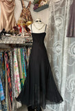 Ndyad Black Chiffon Mermaid Party Dresses with Silt Spaghetti Straps Long Prom Dresses HZ1024