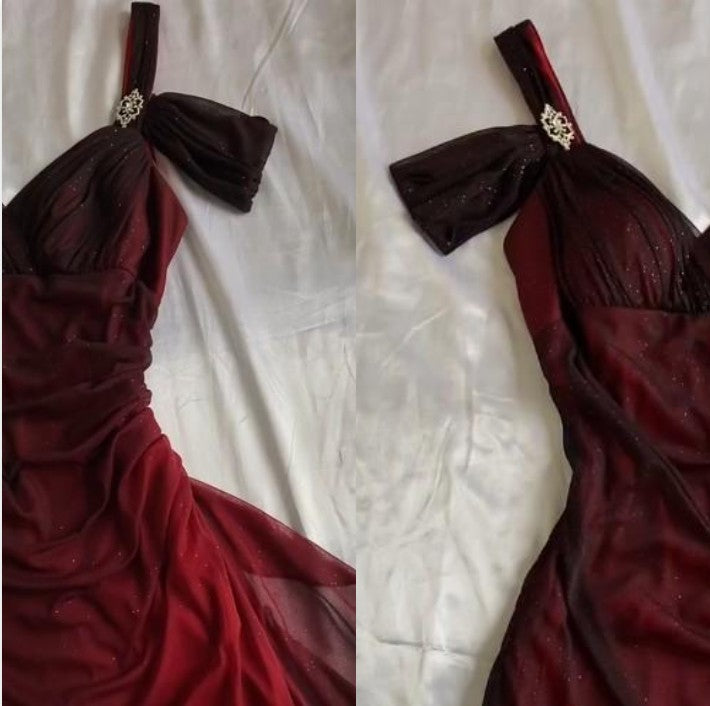 Ndyad Party Dresses Under $160??Elegant Purple Glitter Ruffled Chiffon Prom Dresses HZ1024