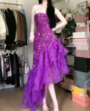 Ndyad Mermaid Sequined Strapless Tulle Evening HZ1024