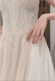 Ndyad White Spaghetti Strap A-Line Tulle Sequin Long Prom Dress Simple Birthday Graduation Dress HZ1024