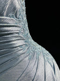 Ndyad Spaghetti Strap Mermaid Glitter Satin Long Prom Backless Applique Evening Gown Simple Wedding Dress HZ1024