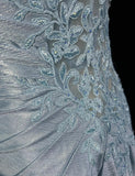 Ndyad Spaghetti Strap Mermaid Glitter Satin Long Prom Backless Applique Evening Gown Simple Wedding Dress HZ1024