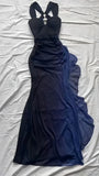 Ndyad dresses under $160||Elegant Gradient Navy Blue Sheath Spaghetti Straps Sparkling Chiffon Prom Dress for Party HZ1024