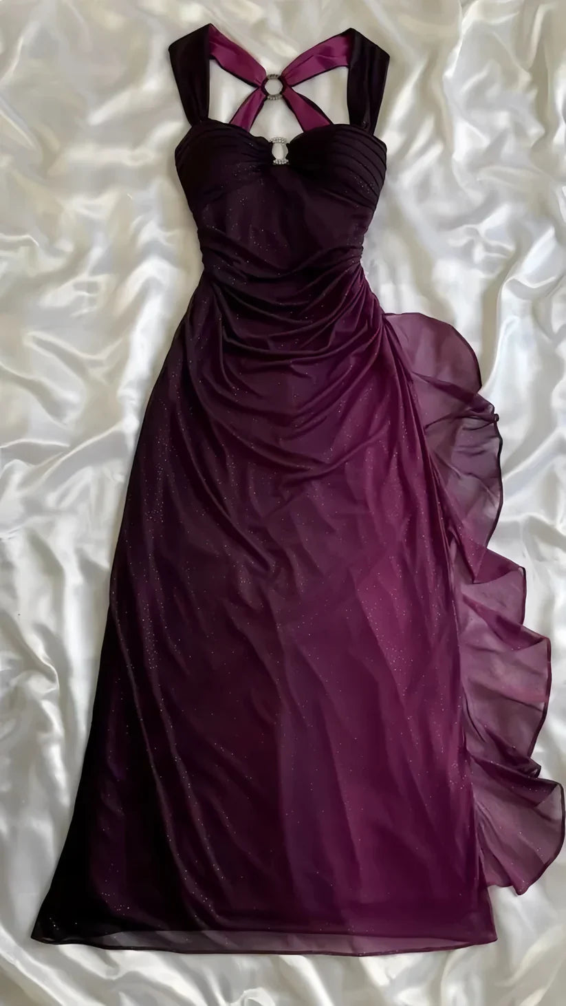 Ndyad dresses under $160||Elegant Gradient Navy Blue Sheath Spaghetti Straps Sparkling Chiffon Prom Dress for Party HZ1024