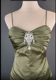Ndyad Spaghetti Strap Mermaid Satin Dark Green Long Prom Dress Gorgeous Evening Dress HZ1024