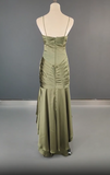 Ndyad Spaghetti Strap Mermaid Satin Dark Green Long Prom Dress Gorgeous Evening Dress HZ1024