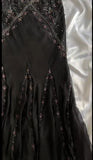 Ndyad Black Beaded Halter Neck Mermaid Chiffon Prom Dress for Party Enchanted Backless Sleeveless Evening Gown HZ1024