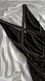 Ndyad Black Beaded Halter Neck Mermaid Chiffon Prom Dress for Party Enchanted Backless Sleeveless Evening Gown HZ1024