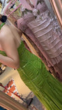 Ndyad Green Halter Mermaid Chiffon Beaded Sequin Prom Dress Elegant Formal Evening Dress HZ1024