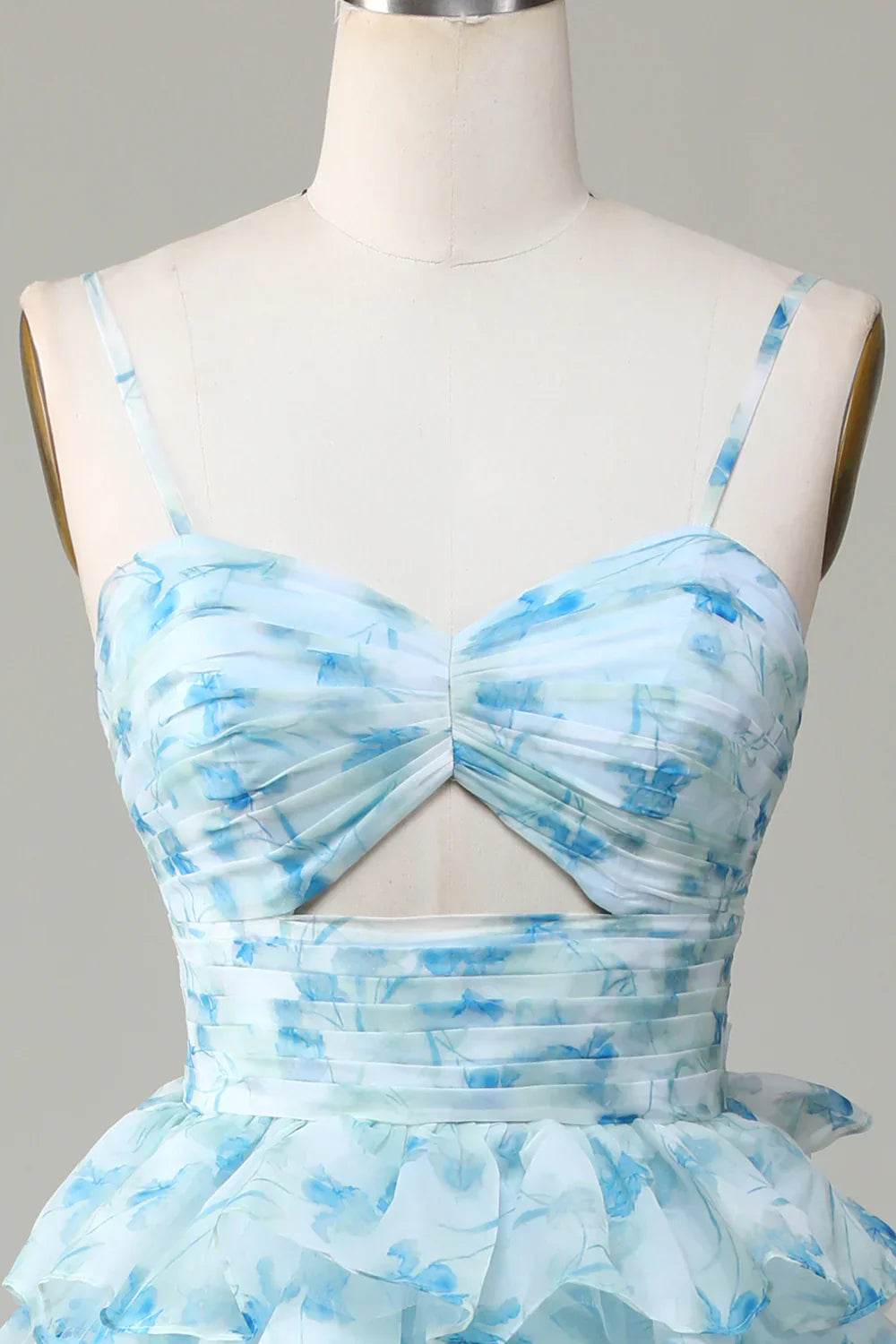 Ndyad Enchanted Blue A-Line Evening Gown ¨C Sweet Floral Layered Prom Dress for Special Occasion HZ1024