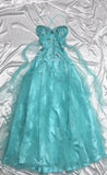 Ndyad 1950s Inspired Baby Princess Blue Prom Dress - Shimmering Sequins Tulle & Satin Ballgown for Formal Events HZ1024