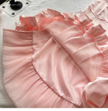 Ndyad Spring Pool Party Dress Pink Satin A-Line Short Prom Dress for Birthday &Homecoming HZ1024