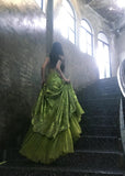 Ndyad Bud Green Mermaid Sequins Beaded Prom Dress Backless Tulle Evening Gown HZ1024