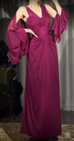 Ndyad A-Line Grape V-neck Long Prom Dress Glam Sleeveless Chiffon Evening Dress HZ1024
