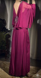 Ndyad A-Line Grape V-neck Long Prom Dress Glam Sleeveless Chiffon Evening Dress HZ1024
