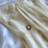 Ndyad White Spaghetti Straps Chiffon Sheath Gentle Prom Dresses with Beading HZ1024